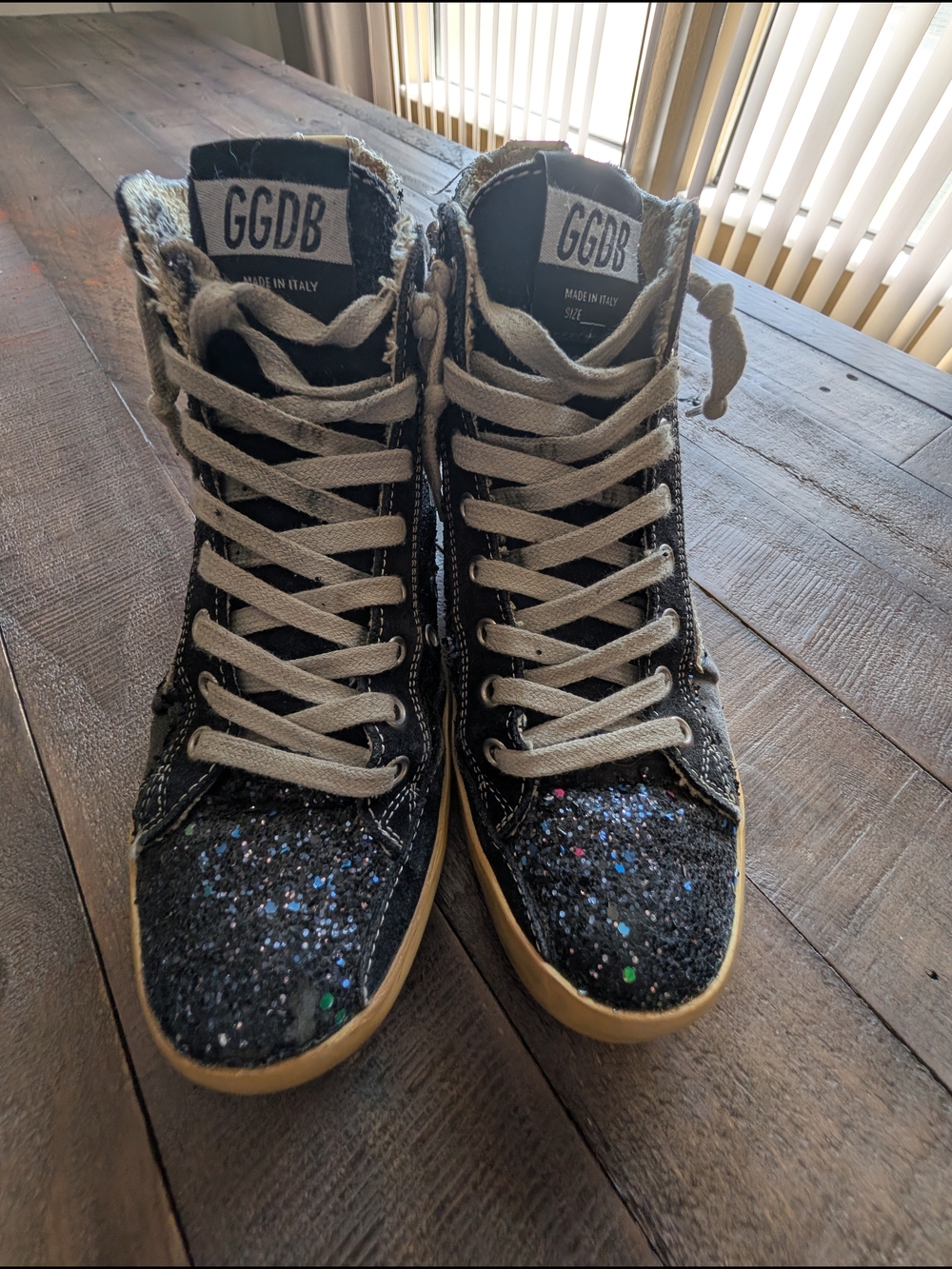 Golden Goose Francy Navy Glitter High-Top Sneakers